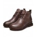 Chocolate Cowhide Leather  Cross Strap Martins Boots