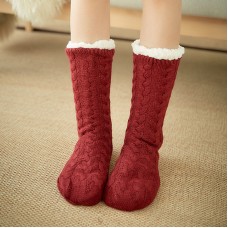 Women Winter Thickening Warm Casual Socks Non  Slip Silicone Middle Tube Socks